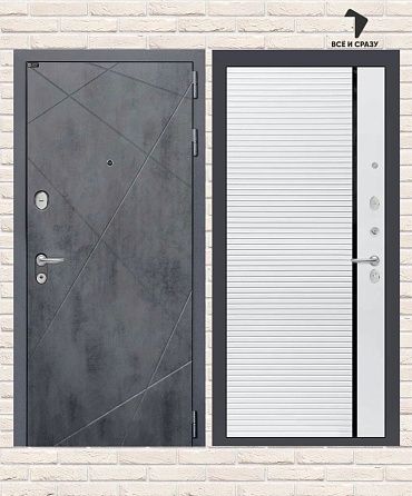 Входная дверь LOFT 22 — Белый софт, черная вставка 205х88 Левая