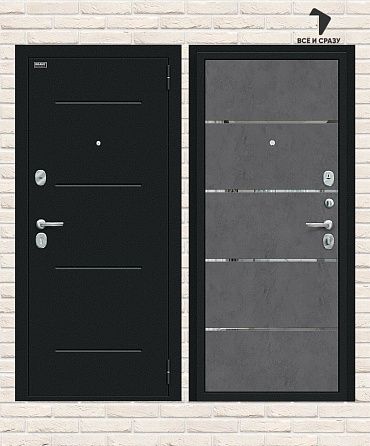 Металлическая дверь Лайн Букле черное/Slate Art 205х86 Левая