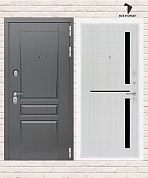 Входная дверь ПЛАТИНУМ 02 — Сандал белый, стекло черное