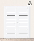 Двойная межкомнатная дверь ПЭТ Браво-22 Black Shine White Silk