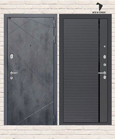 Входная дверь LOFT 22 — Графит софт, черная вставка 205х88 Левая