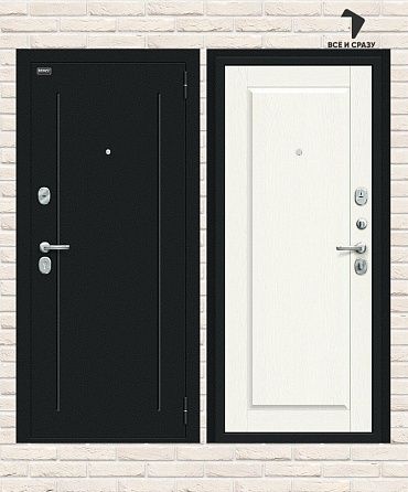 Металлическая дверь Сьют Kale Букле черное/White Wood 205х86 Левая