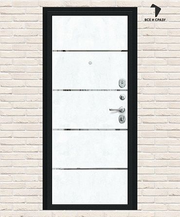 Металлическая дверь Лайн Букле черное/Snow Art