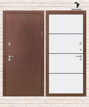 Входная дверь ТЕРМО МАГНИТ 25 — Белый софт, черный молдинг 205х88 Левая
