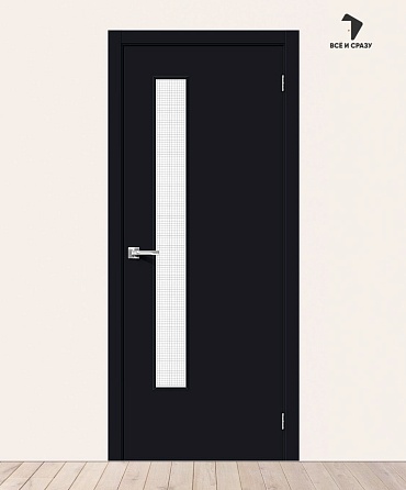 Межкомнатная дверь с покрытием винил Браво-9 Total Black/Wired Glass 12,5 400х2000 мм