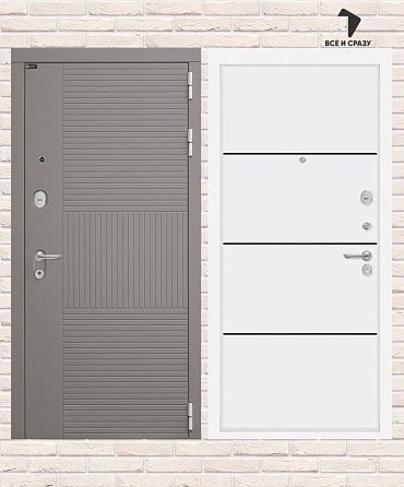 Входная дверь FORMA 25 — Белый софт, черный молдинг 205х88 Левая