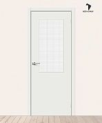 Межкомнатная дверь с покрытием винил Браво-7 Super White/Wired Glass 12,5