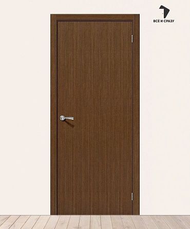 Межкомнатная шпонированная дверь Соло-0.V Орех  550х1900 мм