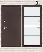 Входная дверь CLASSIC Антик медный 25 — Белый софт, черный молдинг