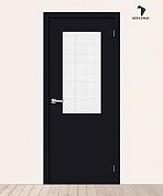 Межкомнатная дверь с покрытием винил Браво-7 Total Black/Wired Glass 12,5