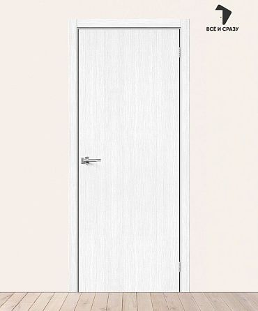 Межкомнатная дверь с экошпоном Браво-0 Snow Melinga 550х1900 мм
